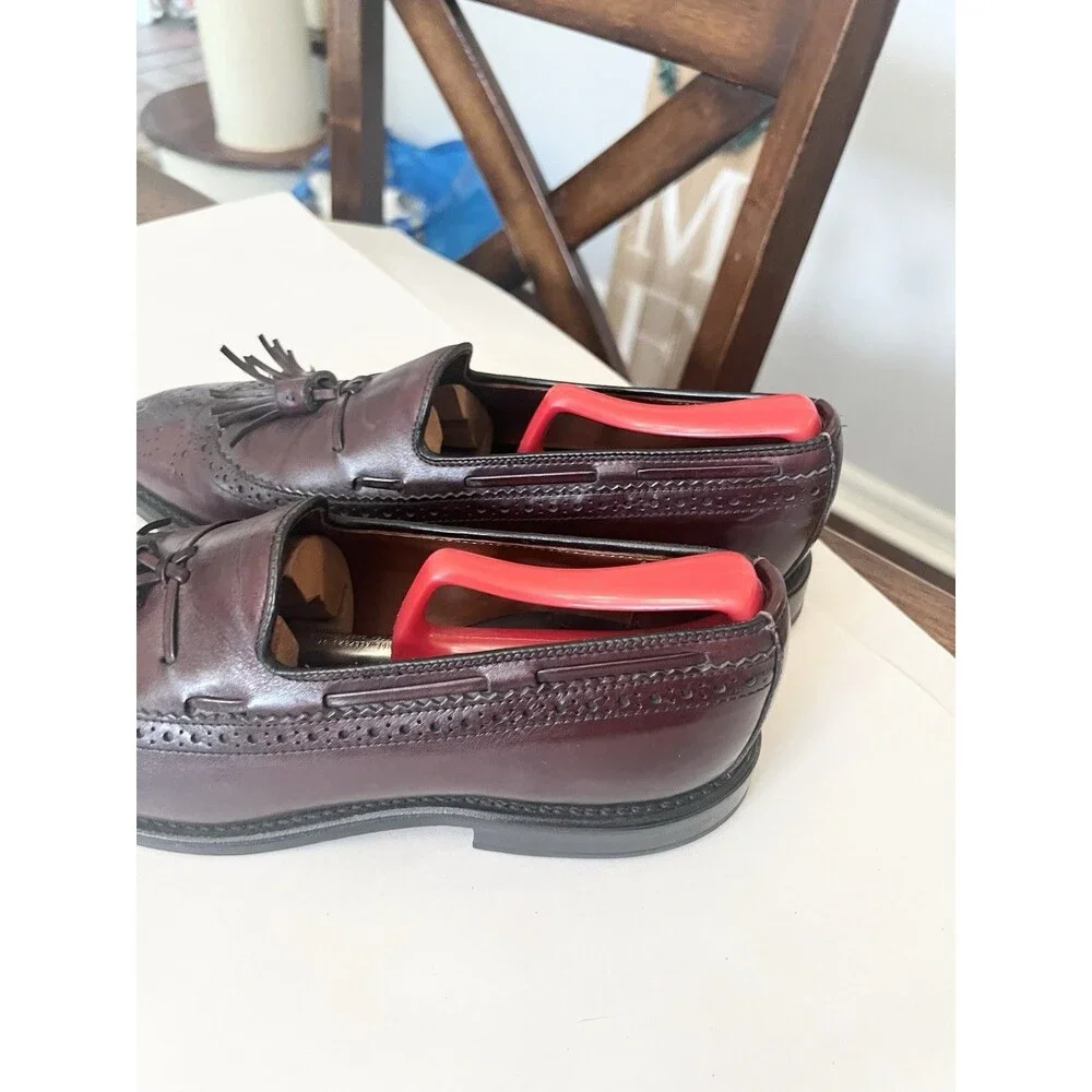 Allen Edmonds Manchester Wingtip Tassel Loafers Mens Size 7.5 D Burgundy USA EUC